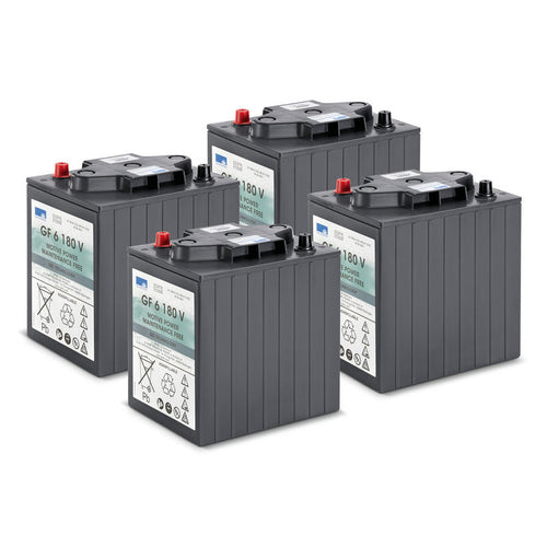Battery kit Gel 4x 6V/180Ah, 24 Volt, 180 Ampere-hour, maintenance-free