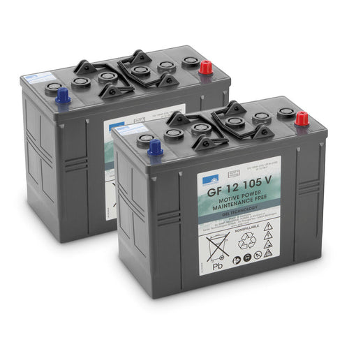 Battery kit Gel 2x 12V/105Ah, 24 Volt, 105 Ampere-hour, maintenance-free