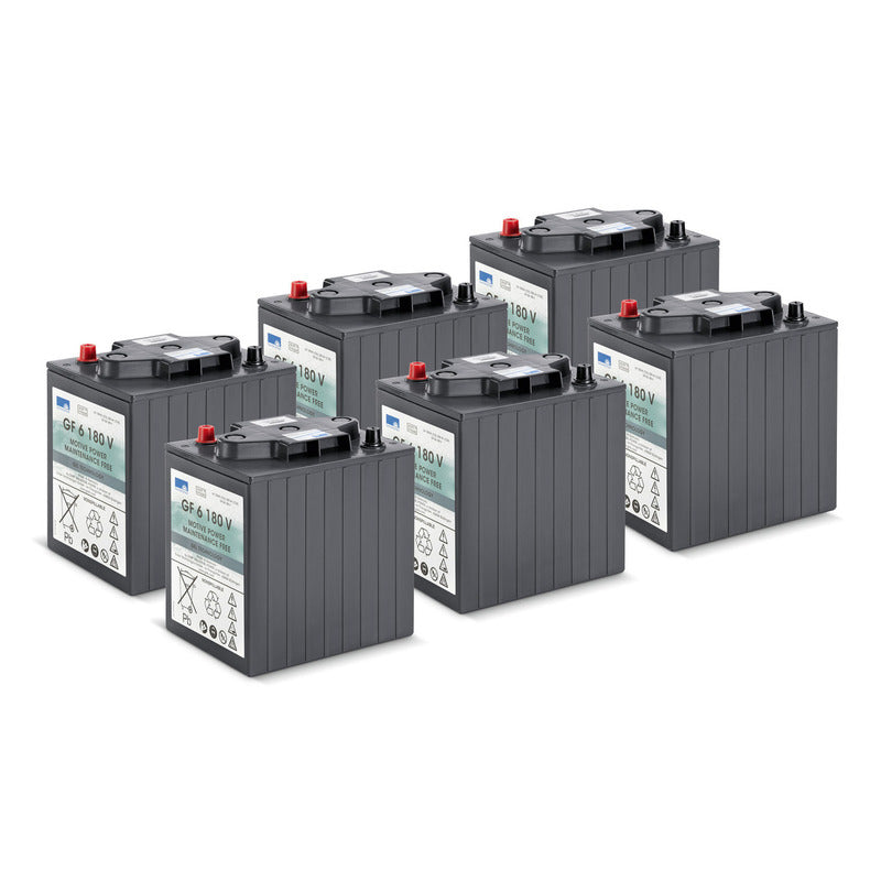 Battery kit Gel 6x 6V/180Ah, 36 Volt, 180 Ampere-hour, maintenance-free