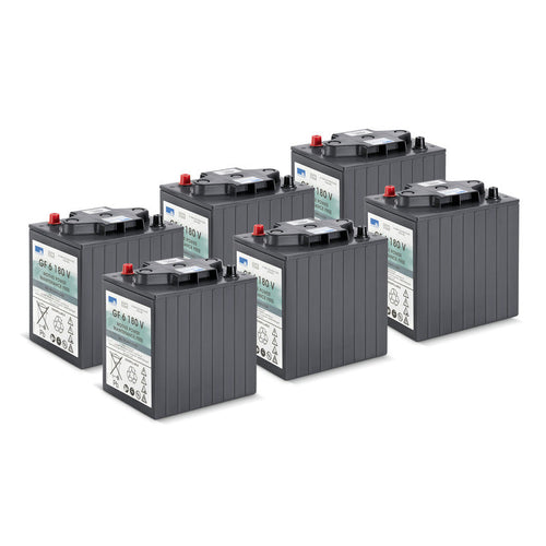 Battery kit Gel 6x 6V/180Ah, 36 Volt, 180 Ampere-hour, maintenance-free